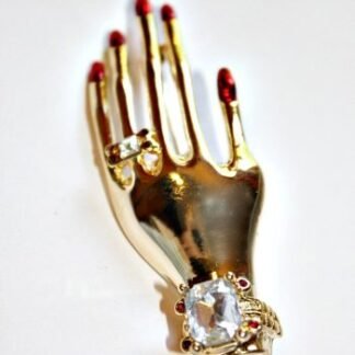 Vintage Art Deco Manicured Hand Brooch Pin, Red Finger Nail Cuff Brooch Pin, Deco Brooches Pins Jewelry, Wedding Bridal
