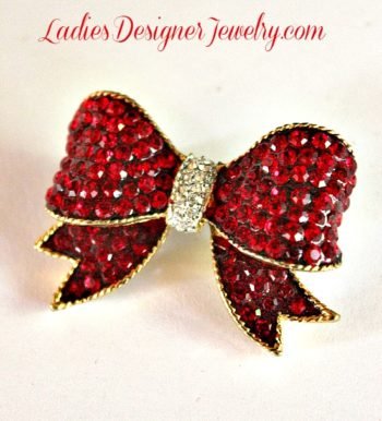 Red Rhinestone Vintage Bow Pin Brooch, Art Deco Nouveau Bow Pins Brooches Jewelry, Ladies Designer Bridal Wedding Fashion Jewelry, Bows