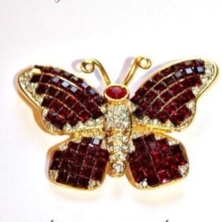 Vintage Ruby Red Garnet Butterfly Pin Brooch, Ladies Designer Jewelry, Butterflies, Insect Bug Pin Brooch Butterfly, Wedding Bridal Jewelry Broach Pin