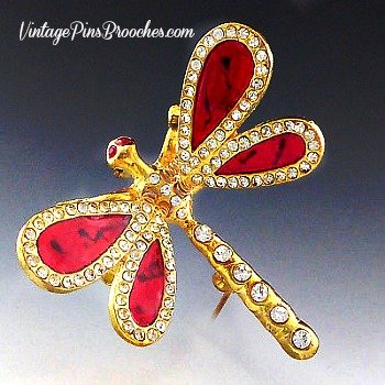 vintage dragonfly pin brooch, tremble articulated dragonfly brooches pins, dragonflies, ladies designer fashion jewelry, insect bug pin jewelry