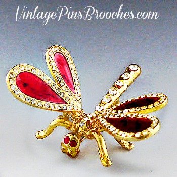 vintage dragonfly pin brooch, tremble articulated dragonfly brooches pins, dragonflies, ladies designer fashion jewelry, insect bug pin jewelry