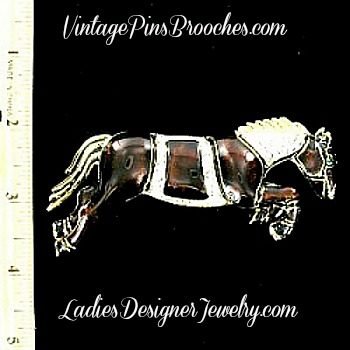 Vintage Brown Enamel Rhinestone Horse Brooch Pin, Equestrian Equine Horse Racing Pins Brooches, Kentucky Derby Horses, Ladies Designer Fashion Jewelry, Animal Pins