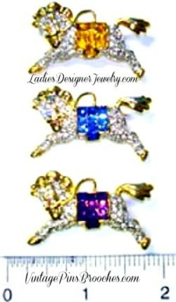 Vintage Amethyst, Sapphire, Topaz, Horse Pin Brooch