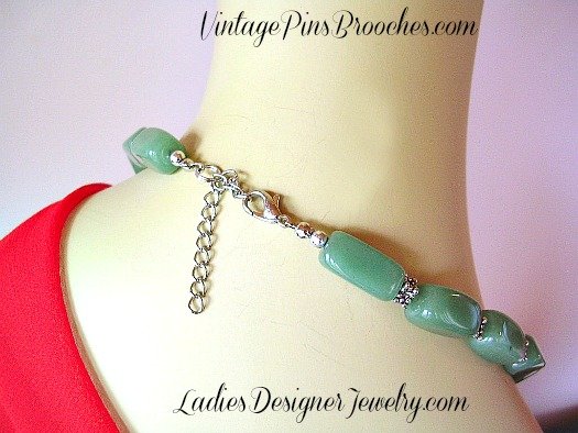Vintage Jade Green Necklace, Jade Semi Precious Stone Necklace Necklaces, Ladies Women's Designer Fashion Jewelry, Bridal, Wedding, Special Occasion