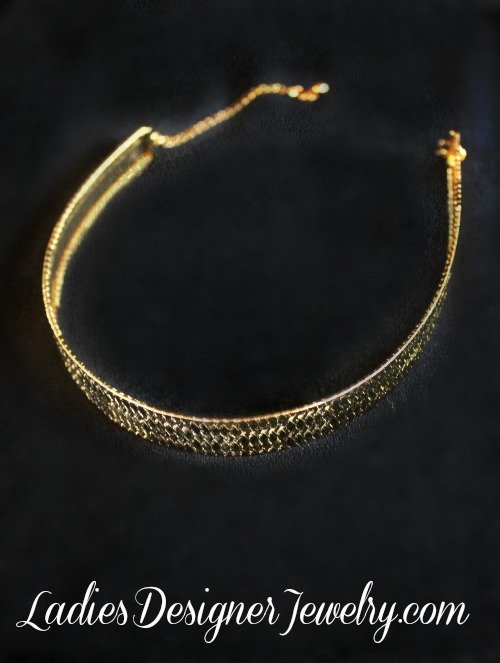 Gold Tone Cuff Necklace For Woman, Vintage Choker Collar Torque Necklace Jewelry, Ladies Designer Jewelry, Vintage Pins Brooches Necklaces