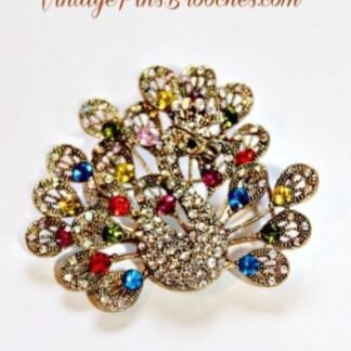 Filigree Rhinestone Peacok Brid Brooch Pin, Animal Peacocks Pin, Wedding Bridal Designer Jewelry, Ladies Designer Fashion Jewelry