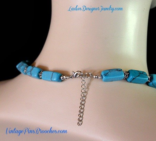 Vintage Turquoise Blue Gemstone Semi Precious Necklace, Necklaces For Woman, Bridal Weddings, Ladies Designer Turquoise Fashion Jewelry
