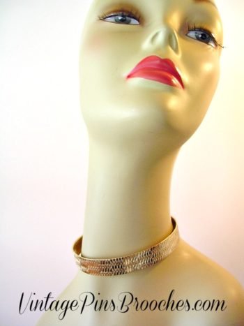 Vintage Choker Collar Necklace, Cuff Necklace, Neck Ring, Ladies Designer Jewelry, Vintage Pins Brooches