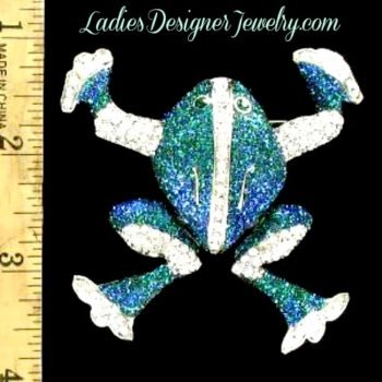 Vintage Large Green Glitter Frog Pin Brooch, Frog Pins Brooches Collectible Jewelry, Ladies Designer Vintage Frogs