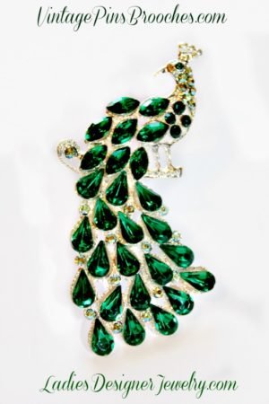 Peacock Brooches Pins Vintage, Ladies Designer Fashion Jewelry, Women's Peacocks Brids Brooches, Aurora Borealis Rhinestone Peacock Bird Animal Pin Brooch.