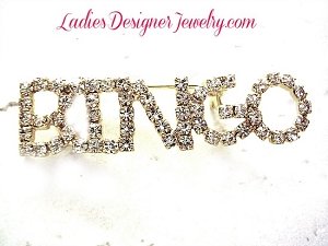 Casino Gaming Bingo Diamond Crystal Rhinestone Chanel Set Pin Brooch, Bingo Brooches Pins