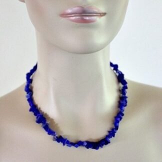 Vintage Blue Lapis Lazuli Semi Precious Graduated Chip Stone Necklace, Lapis Necklaces, Ladies Women's Designer Fashion Jewelry