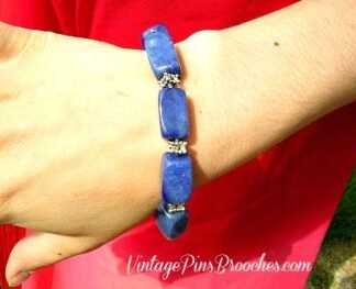 Vintage Blue Lapis Lazuli Bracelet, Semi Precious Lapis Gemstone Bracelet Bracelets, Women's Ladies Designer Fashion Jewelry, Weddings, Bridal