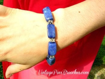 Vintage Blue Lapis Lazuli Bracelet, Semi Precious Lapis Gemstone Bracelet Bracelets, Women's Ladies Designer Fashion Jewelry, Weddings, Bridal