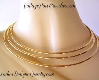 Minimal Choker Collar Necklace Neck Ring Vintage, Gold, Ladies Designer Jewelry, Women's Necklaces