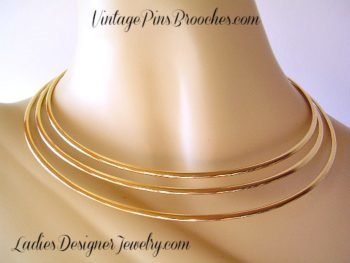 Minimal Choker Collar Necklace Neck Ring Vintage, Gold, Ladies Designer Jewelry, Women's Necklaces