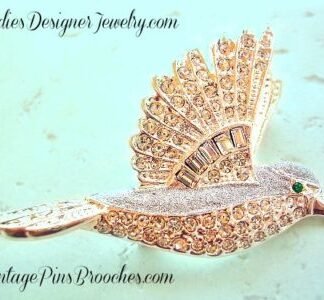 Vintage Bird Dove Silver Handpainted Brooch Pin, Ladies Designer Jewelry, Vintage Pins Brooches Wedding Bridal, Doves Birds Animals