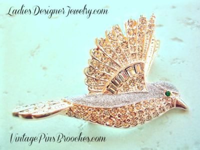Vintage Bird Dove Silver Handpainted Brooch Pin, Ladies Designer Jewelry, Vintage Pins Brooches Wedding Bridal, Doves Birds Animals