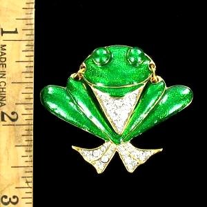 greenenamelvintagefrogpin_vintagefrogpins_vintagefrogbrooch_vintagefrogpinswithcrystals_ladiesdesignerjewelry_danglelegfrogpins