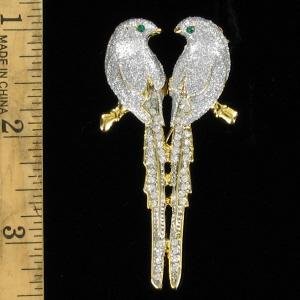 Vintage Grey Dove Doves On A Branch Rhinestone Pin Brooch Jewelry Doves, Silver Glitter Love Birds Singing Brooches Pins Jewelry Designer Woman