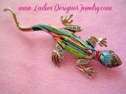 Ladies Men's Gecko Lizard Enamel Rhinestone Fashion Pin Brooch Jewelry, Lizards Reptiles