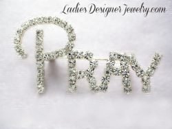 Vintage Pray Pin Brooch Rhinestone Jewelry Brooches Crystal Pins Religion, Vintage Crystal Pray Pin V92