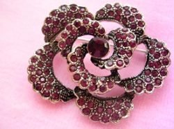 Vintage Purple Amethyst Rhinestone Rose Flower Pin Brooch Flowers Jewelry, Roses Pins Brooches Jewelry Flowers, Wedding Bridal Brides Gown Hair Accessory