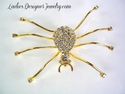 Long Legged Spider Crystal Brooch Pin, Vintage Spider Brooches Spiders, Ladies Designer Fashion Jewelry Insect Bug Pin