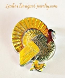 Vintage Turkey Thanksgiving Pin Pendant, Fat Turkey Animal Pins Brooches, Turkey Pin Pendant Combo Gold Yellow Orange Brown Pendants Jewelry