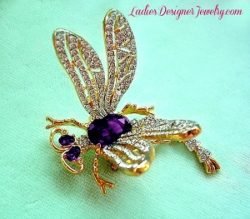 Tremble Articulated Dragonfly Pin Brooch Rhinestone Purple Amethyst, Large Dragonfly Pin Pave Rhinestones, Dragonflies Insect Bug Fly Pin