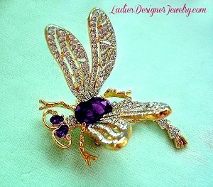 Tremble Articulated Dragonfly Pin Brooch Rhinestone Purple Amethyst, Large Dragonfly Pin Pave Rhinestones, Dragonflies Insect Bug Fly Pin