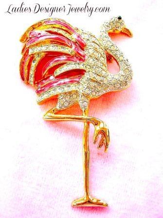 Vintage Pink Enamel Flamingo Brooch Pin Brooches Pins, Flamingos Tropical Bird Brooch, Women's Ladies Designer Fashion Jewelry