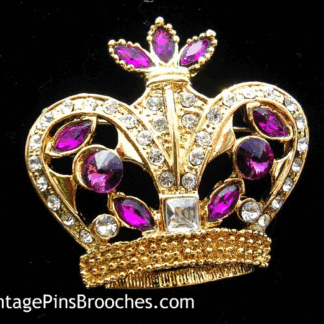 Purple Amethyst Diamond Princess Queen Crown Pin Brooch, Beauty Pageant Crown Brooches Pins Designer Fashion Jewelry, Religious Religion Royal Crowns, Wedding Bridal Accessory