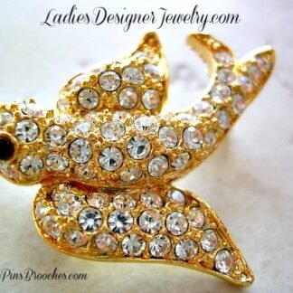 Vintage Gold Plate Dove Bird Animal Brooch Pin, Dove Pins Brooches Rhinestones, Christian Symbol Dove Pin Brooch, Dove Christmas Pins, Ladies Women's Estate Fashion Jewelry