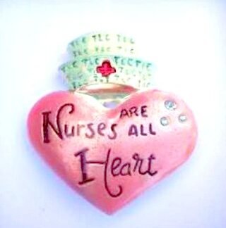Nurses Are All Heart Signed AJMC Brooch Pin, Pink Heart Nurse Nursing Brooches Pins, Ladies LPN RN Doctors Office Fashion Jewelry