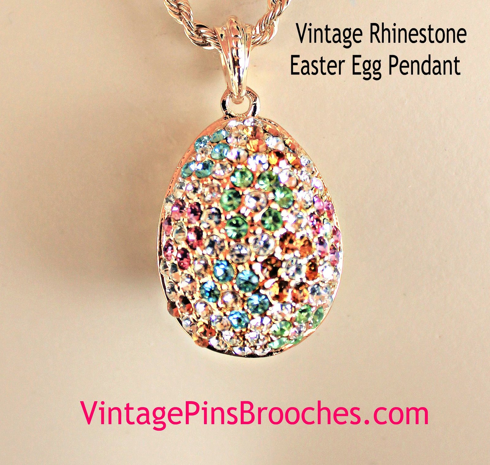 Women's Rhinestone Easter Egg Large Pendant, Ladies Designer Fashion Jewelry Pendants