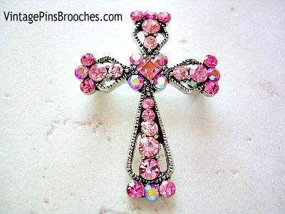 Vintage Crucifix Cross Brooch Pin Victorian Gothic Christian